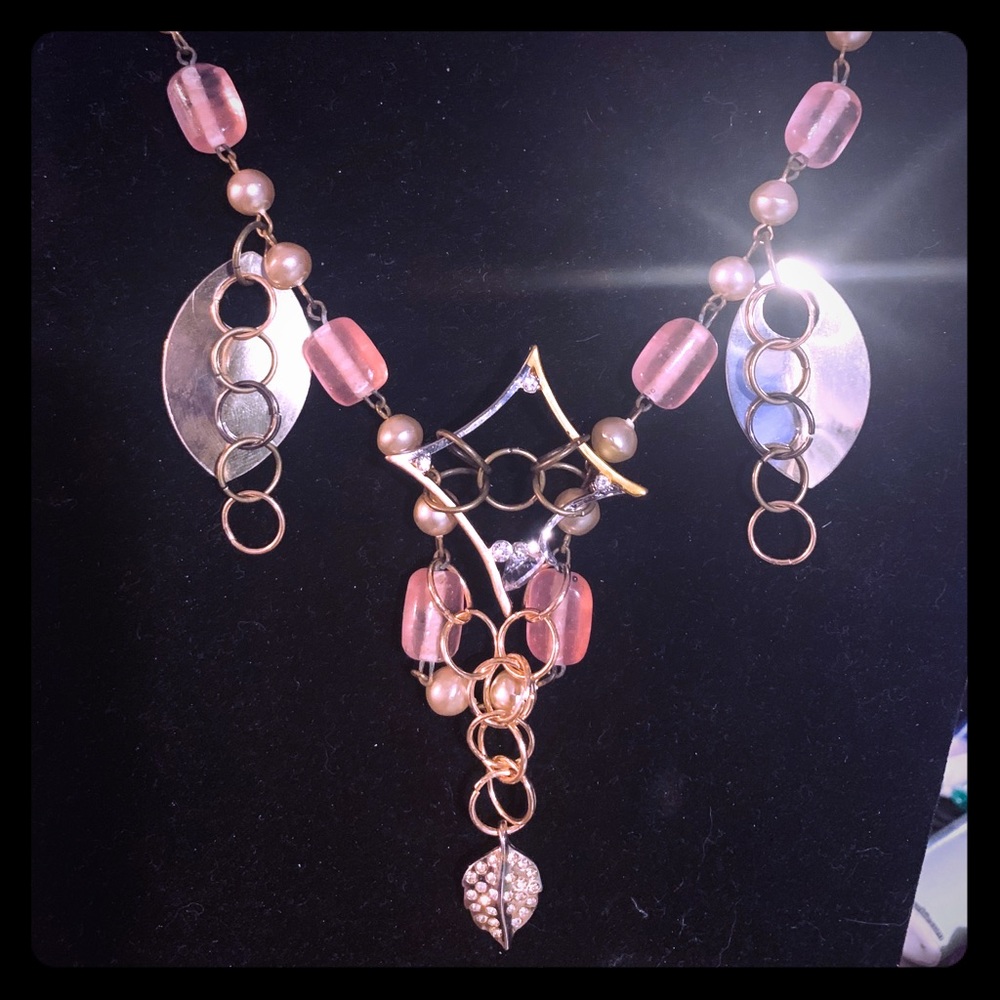 Pink gold silver bronze artisan boutique necklace